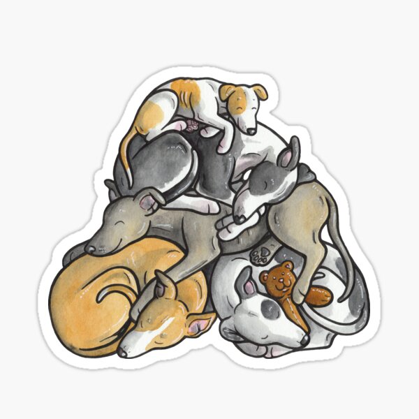 Item preview, Sleeping pile of Whippets designed and sold by animalartbyjess.