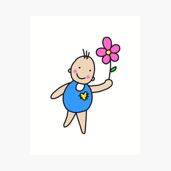 Item preview, Stick figure flower heart child drawing graffiti designed and sold by Helen-Storm.