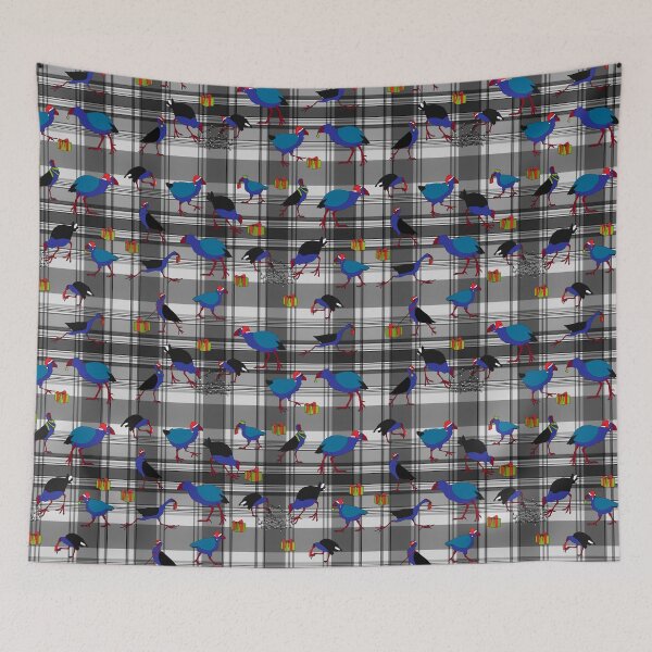 Item preview, Pukeko and Takahe Party - plaid - fairy lights tee designed and sold by CopperCatkin.