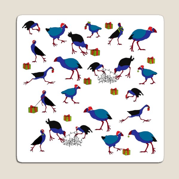 Pukeko and Takahe Party - White Magnet