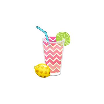 Artwork thumbnail, Cute Pink Chevron Lemonade with Lime Slice by Blkstrawberry