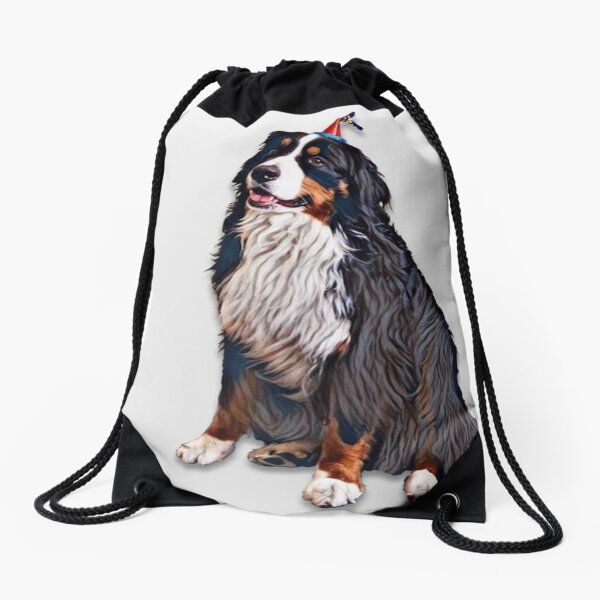 Happy Birthday Berner Dog Drawstring Bag