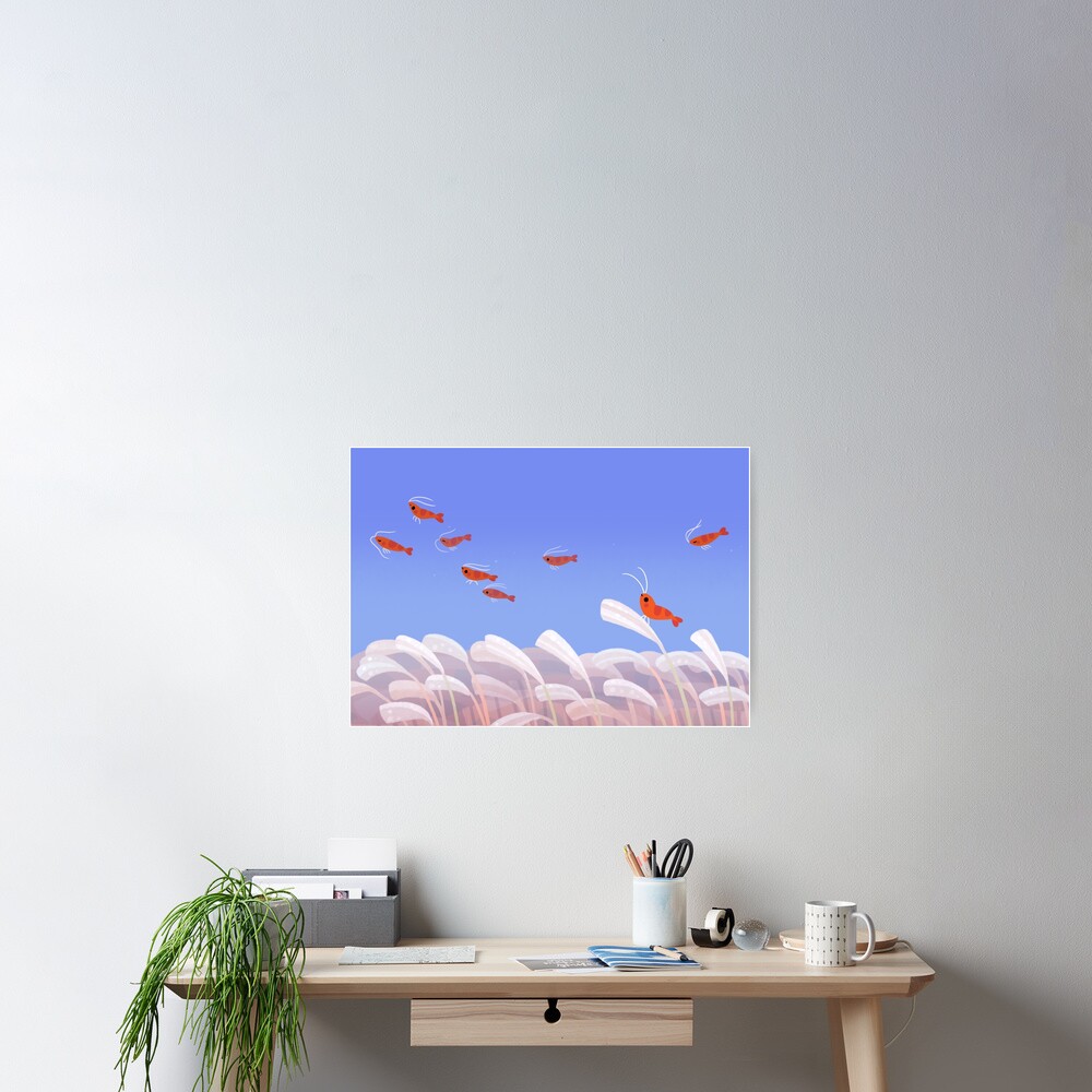 Flying cherry shrimp Poster