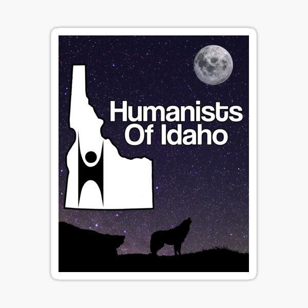 Humanists of Idaho Wolf Moon and Stars Sticker