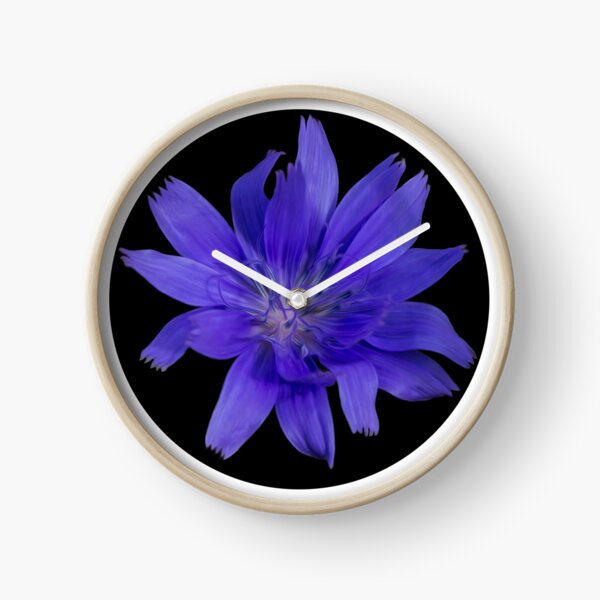 Purple Flower (Black Background) Clock
