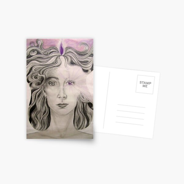 Angel of the Violet Flame pencil and pasel on paper Postcard
