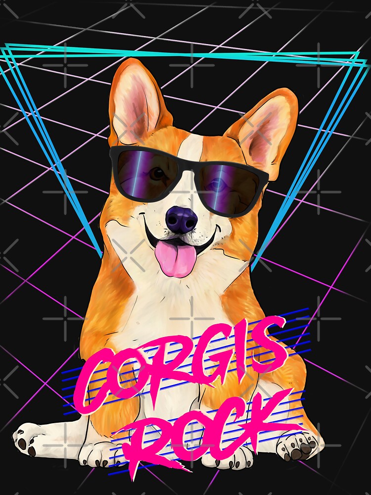 Corgis Rock - Retro 80s corgi in sunglasses Essential T-Shirt for Sale by  Mehu