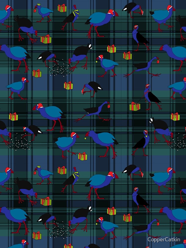 Pukeko and Takahe Party - Forest Plaid by CopperCatkin