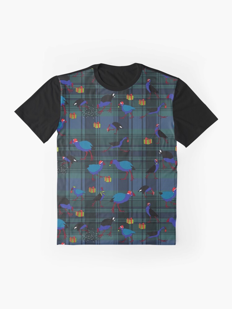 Alternate view of Pukeko and Takahe Party - Forest Plaid Graphic T-Shirt