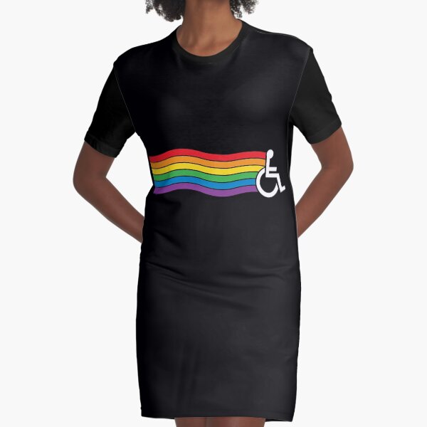 Wheelchair Pride (dark background) Graphic T-Shirt Dress