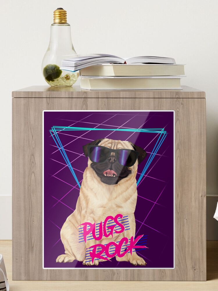 Pugs Rock - Retro 80s pug in sunglasses Kids T-Shirt for Sale by Mehu