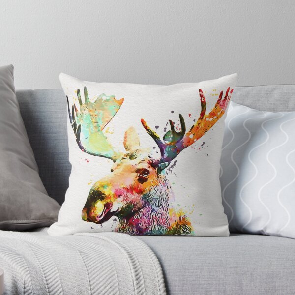 Moose Head Throw Pillow