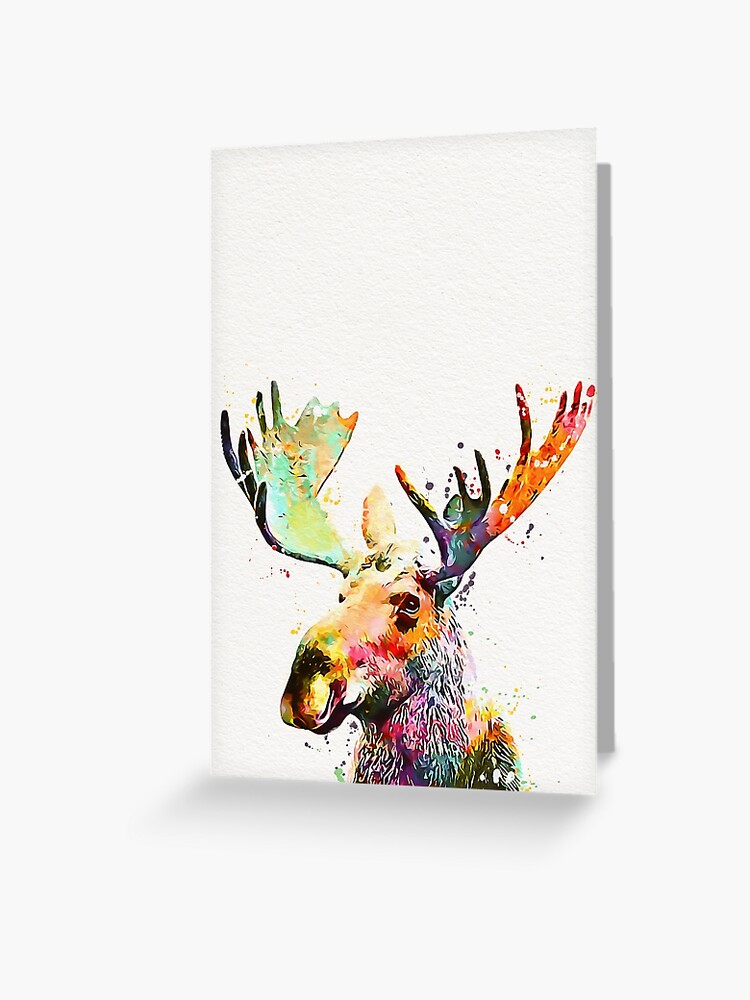 Thumbnail 1 of 2, Greeting Card, Moose Head designed and sold by mugdesignstudio.