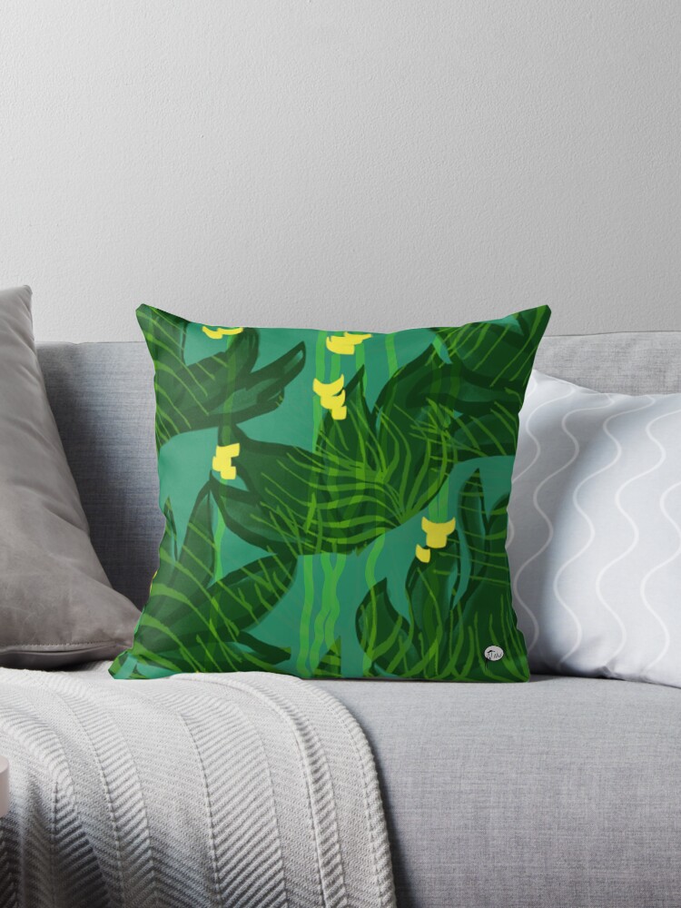 Thumbnail 1 of 3, Throw Pillow, Honolulu - turquoise designed and sold by nwIllustration.