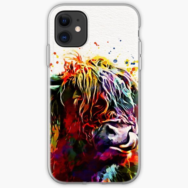 Highland Cow Watercolor Art Work iPhone Soft Case