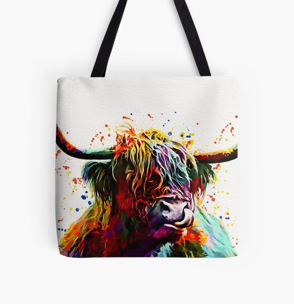 Vista previa del artículo con la obra «Obra de arte en acuarela de vaca de las tierras altas», diseñado y vendido por mugdesignstudio.