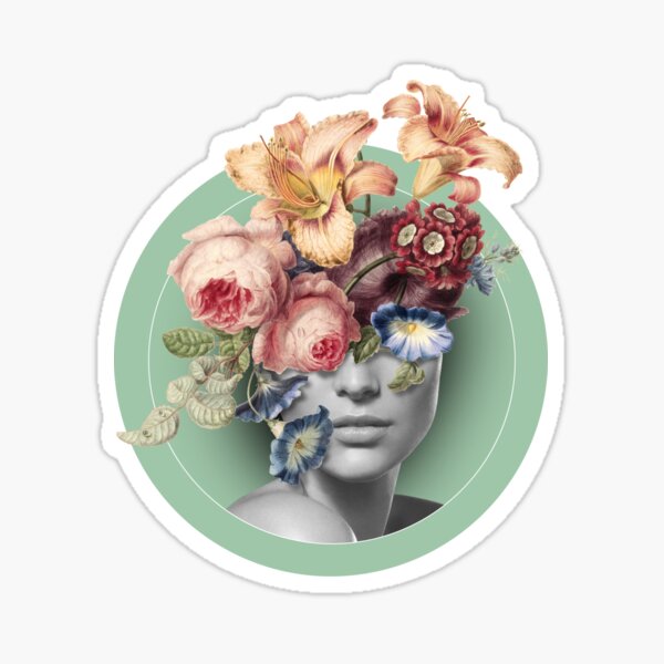 Self-portrait with flowers Sticker