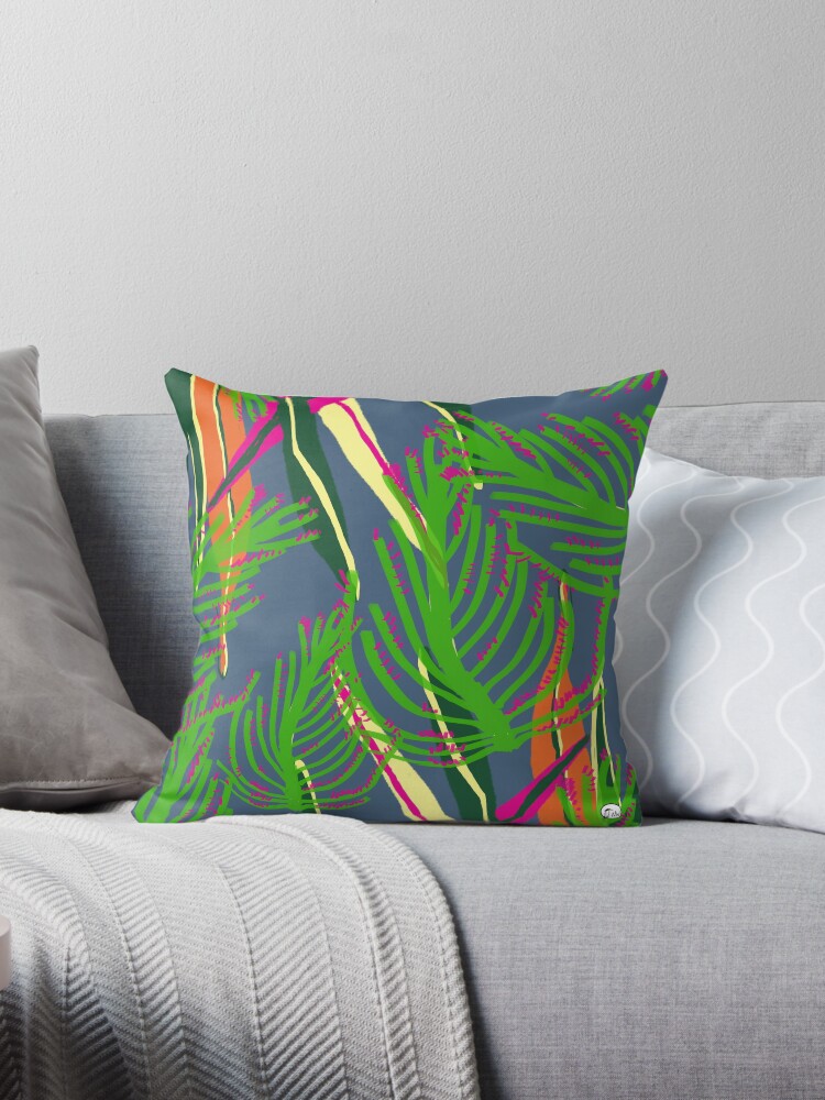 Thumbnail 1 of 3, Throw Pillow, Montego Bay - Blue designed and sold by nwIllustration.