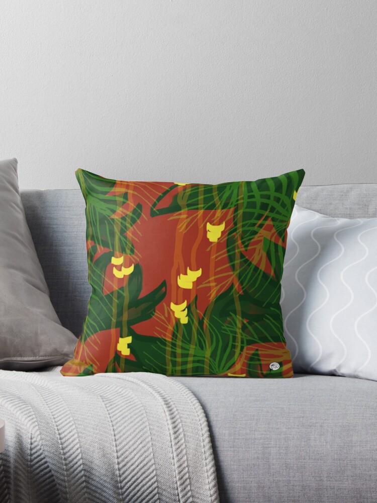 Thumbnail 1 of 3, Throw Pillow, Honolulu - orange designed and sold by nwIllustration.