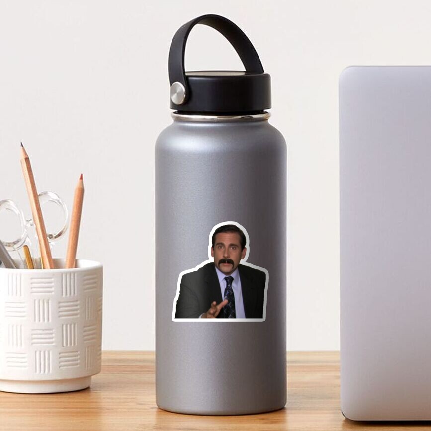 Michael Scott With Fake Mustache Sticker By P0pculture3 Redbubble