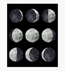 Moon Phases - Moon shirt - Moon dress - Moon sticker- Watercolor & Ink Photographic Print
