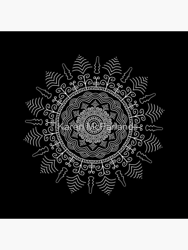 White Mandala on Black Background