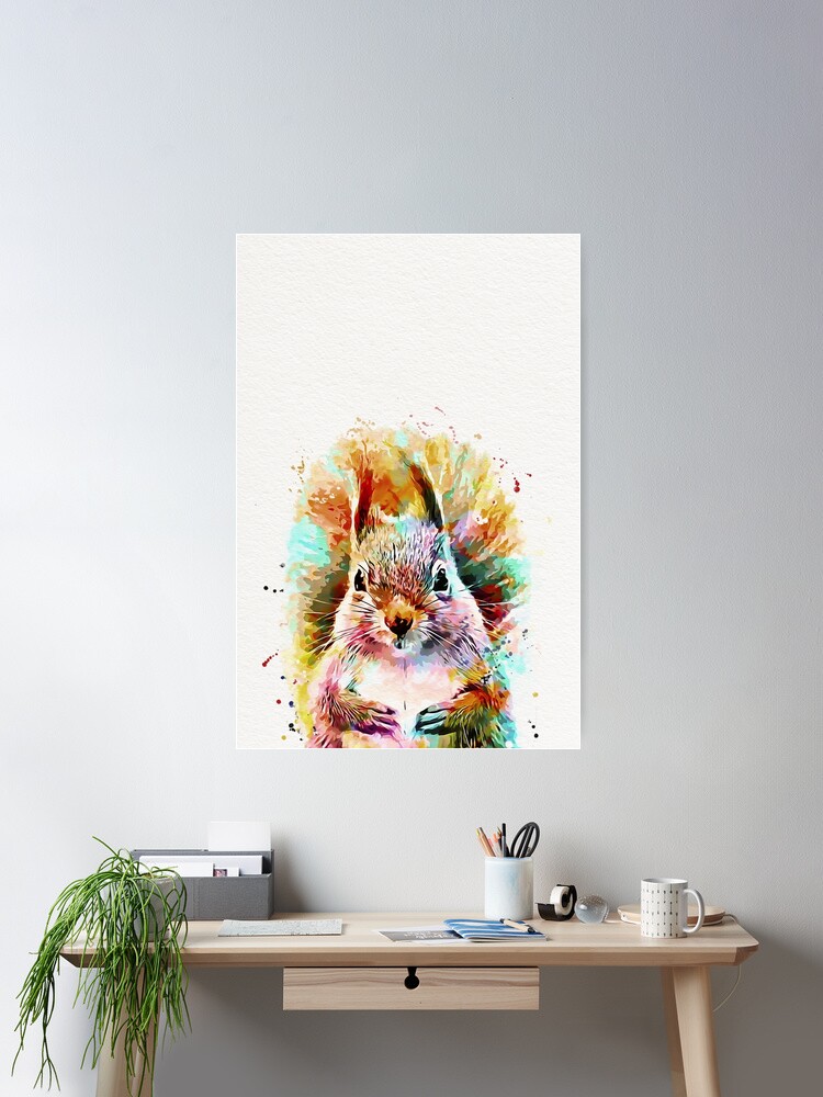 Thumbnail 1 of 3, Poster, Squirrel Painting designed and sold by mugdesignstudio.