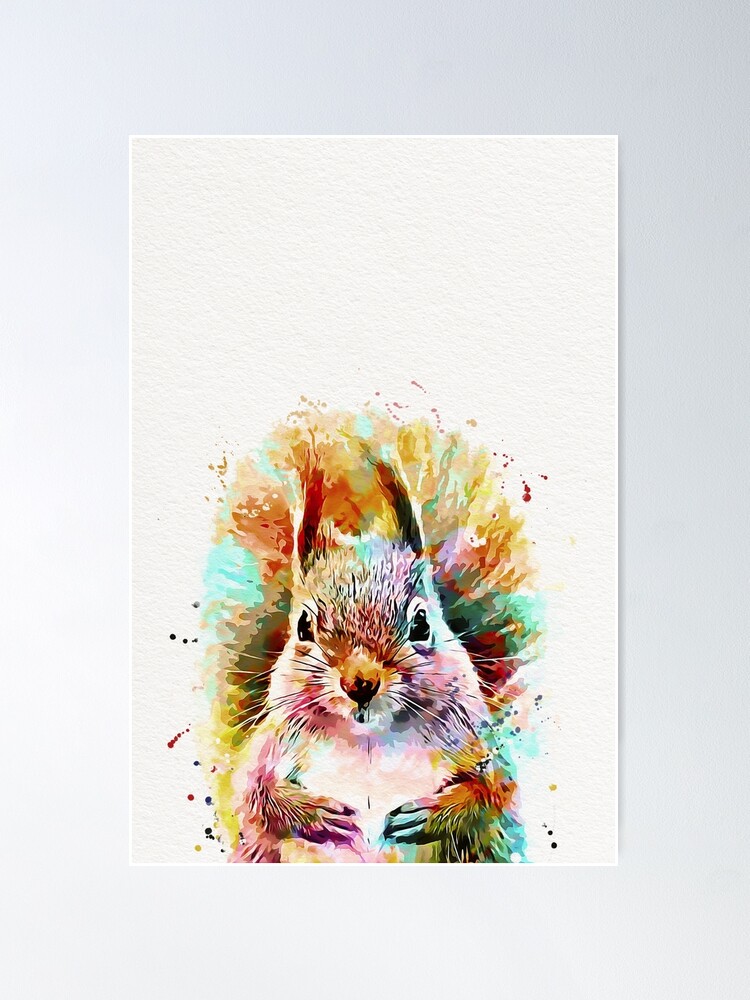 Thumbnail 2 of 3, Poster, Squirrel Painting designed and sold by mugdesignstudio.