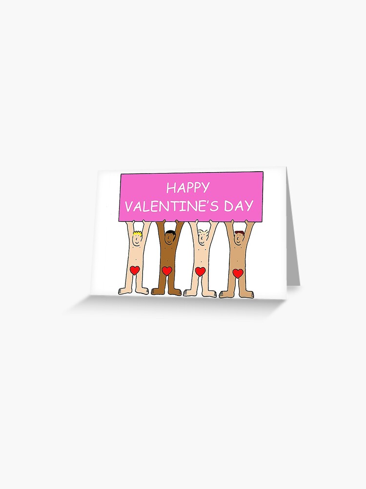 Sexy Valentine Cartoon Men Wearing Hearts Greeting Card for Sale by  KateTaylor