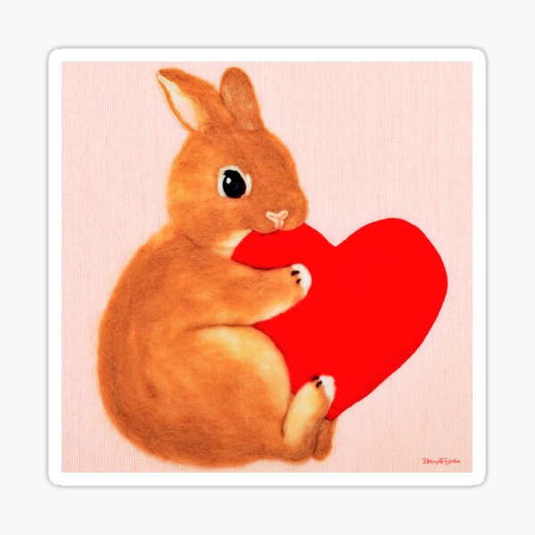 bunny munching heart (2014) Rabbit / Bunny Art Sticker