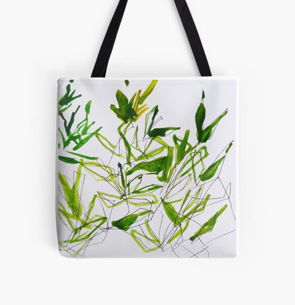 Scribbled leaves All Over Print Tote Bag