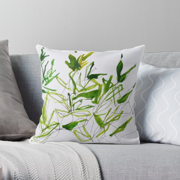 Scribbled leaves Throw Pillow