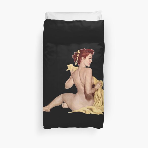 Sexy redhead pinup girl Duvet Cover