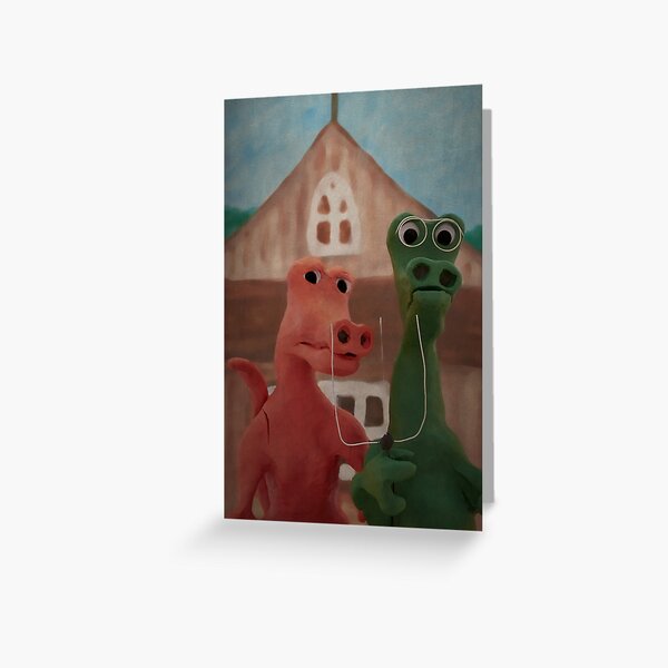 (Dinosaur) American Gothic Greeting Card