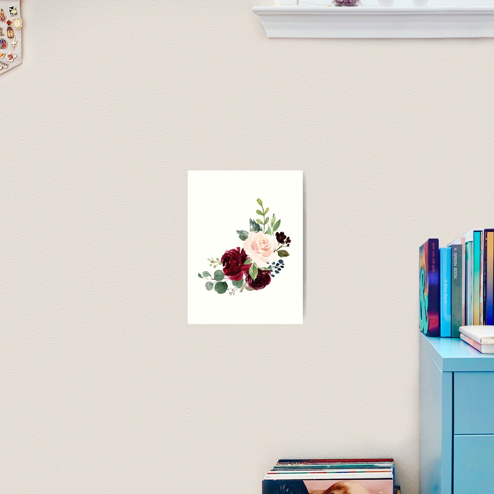 Pink burgundy floral bouquet Art Board Print for Sale by junkydotcom
