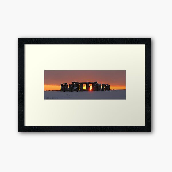 Snowy Stonehenge Framed Art Print