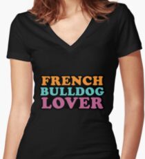 French Bulldog Lover Women's Fitted V-Neck T-Shirt