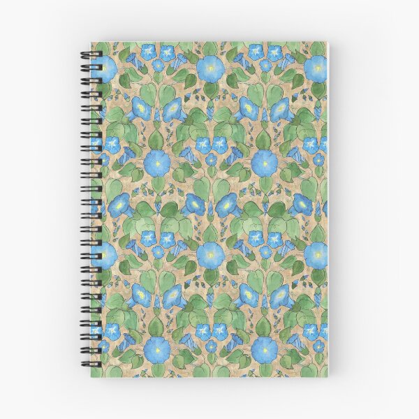Item preview, Nostalgic Blue Morning Glory Pattern on Taupe  designed and sold by Judy Adamson.