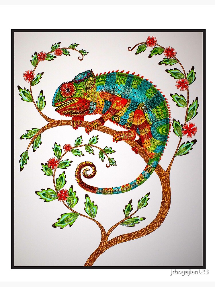 Zentangle Chameleon Wall Art for Sale | Redbubble