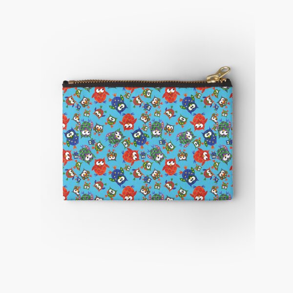 Item preview, Cute Quirky Owls on Blue Background designed and sold by Judy Adamson.