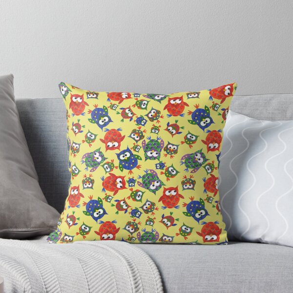 Item preview, Cute Quirky Owls on Yellow Background designed and sold by Judy Adamson.