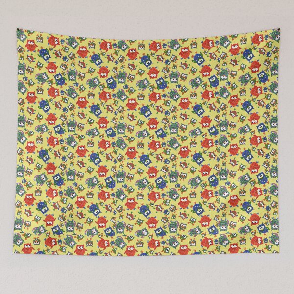 Item preview, Cute Quirky Owls on Yellow Background designed and sold by Judy Adamson.