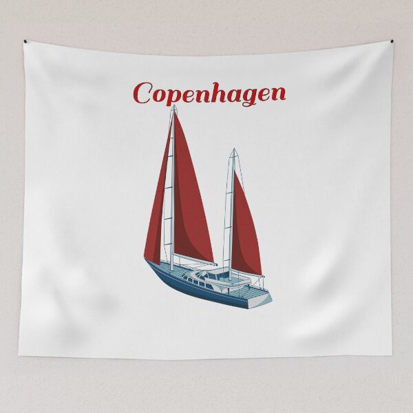 Artikelvorschau, Kopenhagen rotes Segelboot-Grafikdesign entworfen und verkauft von Jesseika75.