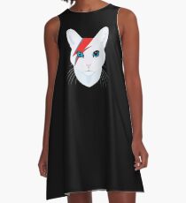 Katze Bowie A-Linien Kleid