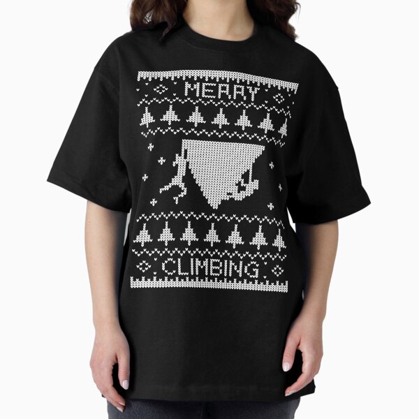 Aperçu de l'œuvre T-shirt de Noël pour l'escalade et l'assurage en bloc créée et vendue par Greyclothing.