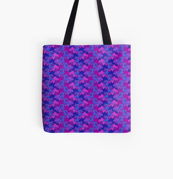 Running horses in purple/blue All Over Print Tote Bag