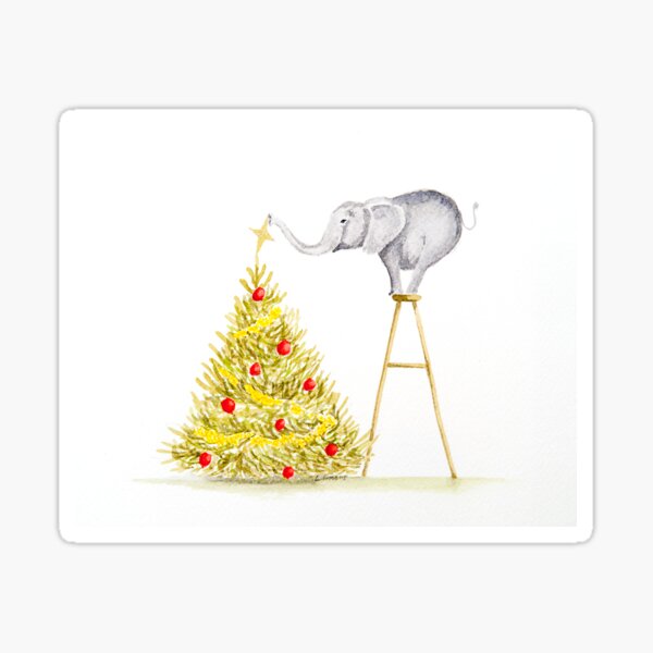Elephant Decorating the Tree Sticker