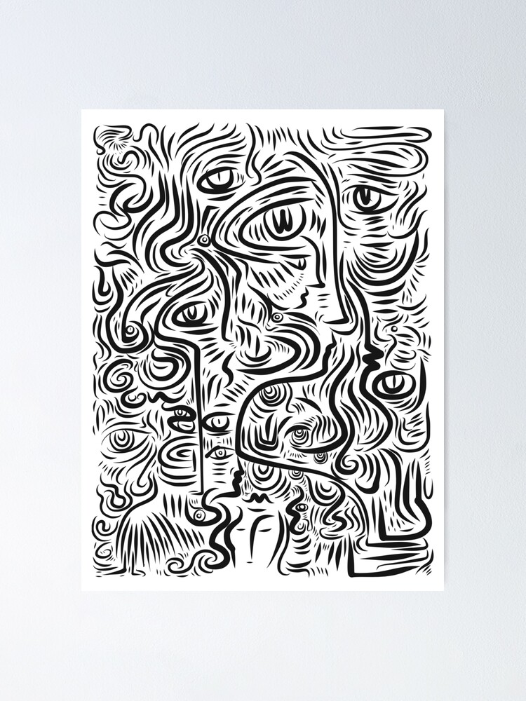 Abstract Graffiti Faces Print Design Backpack