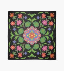 Floral Rangoli Pattern on Black Scarf