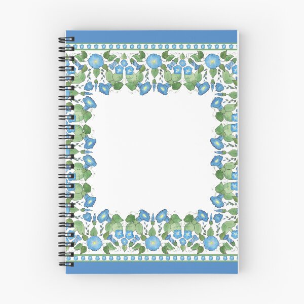 Item preview, Nostalgic Blue Morning Glory Border on White designed and sold by Judy Adamson.